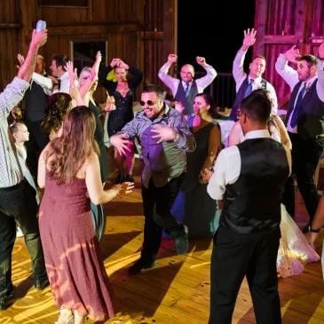 Elegant wedding reception celebration with guests